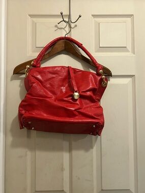 Californian Macasa Red Shoulder Bag with Gold Hardware